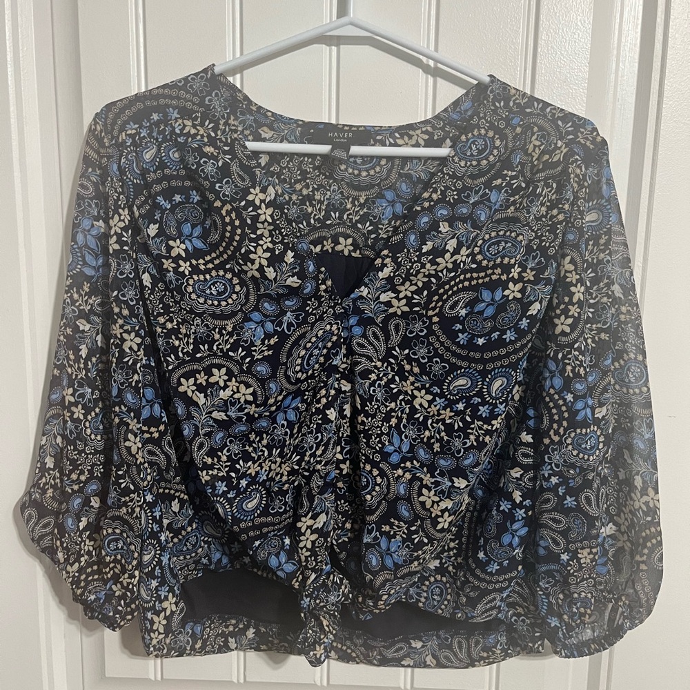 Black and Blue Paisley‎ Women's Top